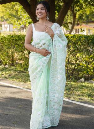 Grab These Beautiful Colored Saree Pair With Blouse.These Saree is Fabricated On Organza Silk Pair With Satin  Blouse.Its Beautified With Multy Thread Embroidery Work.