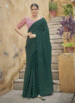 Grab These Fine Colored Saree Pair With Blouse.These Saree And Blouse Are Fabricated On Chinon.Its Beautified With Pedding,Thread,Sequance Embroidery Work.