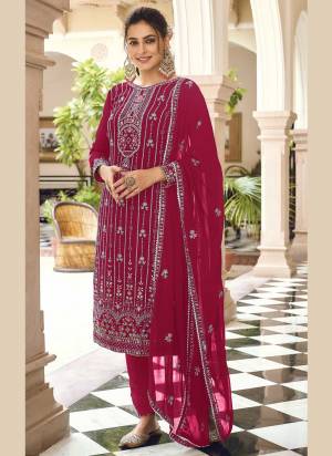 Grab These Suit in Fine Colored.These Top And Dupatta Are Fabricated On Faux Georgette Pair With Santoon Bottom.Its Beautified With Heavy Designer Embroidery Work.