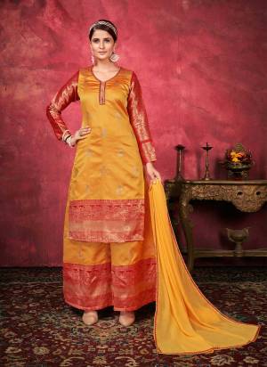 Grab This Readymade Plazzo Suits In Fine Color Top And Bottom Are Art Silk And Dupatta Are Georgette Fabricated Beautified With Wevon Designer. It Is Light In Weight And Easy To Carry All Day Long. 