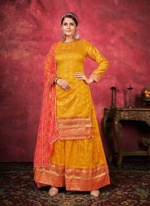 Grab This Readymade Plazzo Suits In Fine Color Top And Bottom Are Art Silk And Dupatta Are Georgette Fabricated Beautified With Wevon Designer. It Is Light In Weight And Easy To Carry All Day Long. 