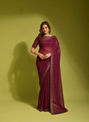 Grab These Saree in All Over Fine Colored Pair With Blouse.These Saree is Fabricated On Georgette Pair With  Satin Banglori Silk Blouse.Its Beautified With Sequance Embroidery And ,Swarovski Work Border.