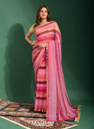 Attrective Look These Saree in Fine Colored.These Saree Are Chiffon And Blouse is Jari Brocade Fabricated.Its Beautified With Leriya Printed,Mirror Embroidery Cut Work Border.