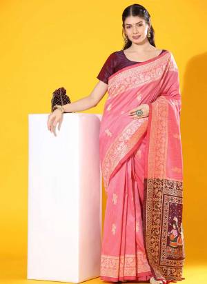 Garb These Festive Wear Two Tone Saree in Fine Colored.These Saree And Blouse is Fabricated On Raw Silk.Its Beautified With Two Tone Weavon Antique Designer.