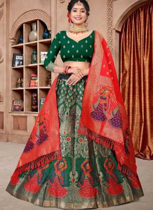 For A Designer Look,Grab These Lehenga Choli in Fine Colored.These Lehenga Choli And Dupatta Are Fabricated On Jacquard Silk Pair.Its Beautified With Fancy Weaving Jacquard Designer.