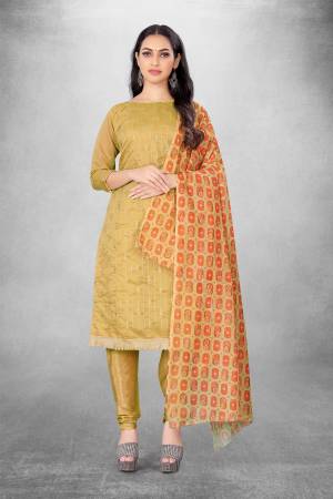 Grab These Suit in Fine Colored Pair With Bottom And Dupatta.These Top Are Chanderi And Dupatta Are Fabricated On Cotton With Digital Printed Pair With Santoon Bottom.Its Beautified With Designer Embroidery Work And Digital Printed Dupatta.