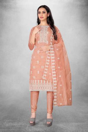 Grab These Suit in Fine Colored Pair With Bottom And Dupatta.These Top Are Chanderi And Dupatta Are Fabricated On Chanderi Pair With Santoon Bottom.Its Beautified With Designer Thread Embroidery Work.