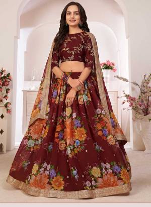 For A Designer Look,Grab These Lehenga Choli in Fine Colored.These Lehenga And Dupatta Are Fabricated On Georgette Pair With Art Silk Blouse.Its Beautified With Designer Floral Digital Printed,Sequance Embroidery Work.