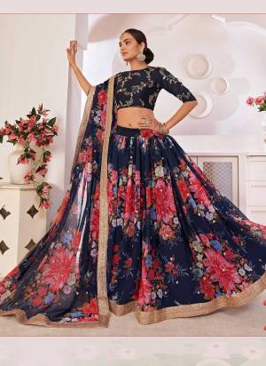 For A Designer Look,Grab These Lehenga Choli in Fine Colored.These Lehenga And Dupatta Are Fabricated On Georgette Pair With Art Silk Blouse.Its Beautified With Designer Floral Digital Printed,Sequance Embroidery Work.