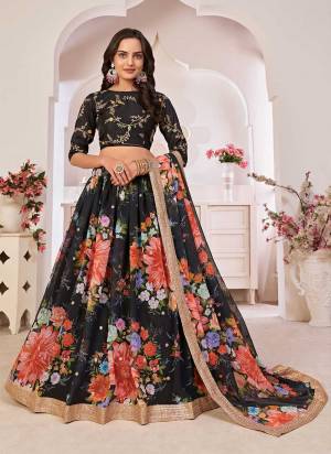 For A Designer Look,Grab These Lehenga Choli in Fine Colored.These Lehenga And Dupatta Are Fabricated On Georgette Pair With Art Silk Blouse.Its Beautified With Designer Floral Digital Printed,Sequance Embroidery Work.