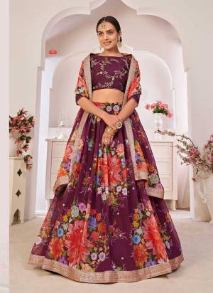 For A Designer Look,Grab These Lehenga Choli in Fine Colored.These Lehenga And Dupatta Are Fabricated On Georgette Pair With Art Silk Blouse.Its Beautified With Designer Floral Digital Printed,Sequance Embroidery Work.