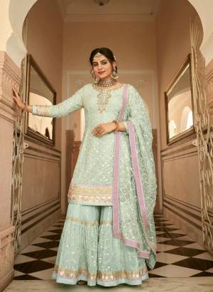 Attrective These Sharara Suit in Fine Colored Pair With Bottom And Dupatta.These Top Are Georgette And Dupatta Are Fabricated On Georgette Pair With Georgette Bottom.Its Beautified With Santoon Inner.Its Beautified With Heavy Designer Sequance Embroidery Work.