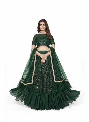 For A Designer Look,Grab These Lehenga Choli in Fine Colored.These Lehenga And Blouse Are Fabricated On Georgette Pair With Soft Net Dupatta.Its Beautified With Heavy Multy Sequance Embroidery Work.