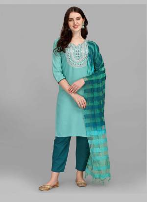 Grab These Readymade Suit in Fine Colored Pair With Bottom And Dupatta.These Top And Bottom Are Fabricated On Slub Cotton Pair With Cotton Silk Dupatta.Its Beautified With Designer Embroidery Work With Wevon Dupatta.