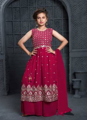 For A Designer Look,Grab These Kidswear Readymade Sharara Suits in Fine Colored.These Top And Bottom Are Fabricated On Georgette Pair With Georgette Dupatta.Its Beautified With Designer Embroidery Work.