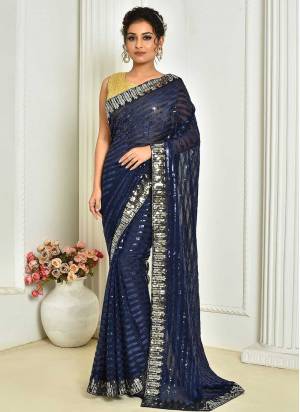 Attrective Look These Saree in Fine Colored.These Saree Are Georgette And Blouse is Art Silk Fabricated.Its Beautified With Designer Sequance Embroidery Work.