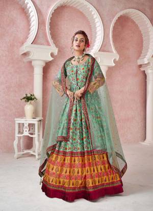 For A Designer Look,Grab These Readymade Gown With Dupatta in Fine Colored.These Gown Are Fabricated On Dola Silk Pair With Net Dupatta.Its Beautified With Designer Digital Printed With Sequance Embroidery Work.