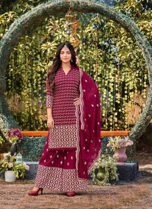 Attrective Looking These Special Plazzo Suit in Fine Colored Pair With Bottom And Dupatta.These Top Are Faux Georgette And Dupatta Are Fabricated On Faux Feorgette Pair With Faux Georgette Bottom.Its Beautified With Heavy Designer Embroidery,Foil Paper Work.