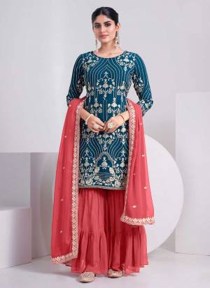 Attrective These Sharara Suit in Fine Colored Pair With Bottom And Dupatta.These Top And Dupatta Are Fabricated On Faux Georgette Pair With Faux Georgette Bottom.Its Beautified With Butter Crepe Inner.Its Beautified With Heavy Designer Multy Thread,Sequance Embroidery Work.