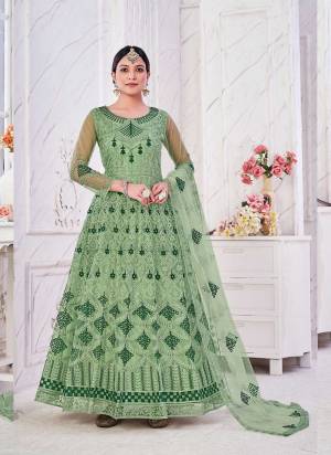 Grab These Anarkali Suit in Fine Colored Pair With Bottom And Dupatta.These Top Are Net And Dupatta Are Fabricated On Net Pair With Santoon Bottom.Its Beautified With Heavy Designer Embroidery Work.