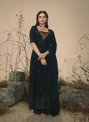 Grab These Beautiful Looking Readymade Designer Plazzo Suits.These Suits is Top Bottom And Dupatta Is Fabricated On Georgette.Its Beautified With Thread And Sequance Embroidery Work.