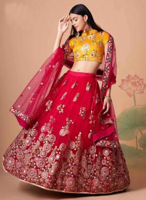 For A Designer Look,Grab These Lehenga Choli in Fine Colored.These Lehenga And Dupatta Are Fabricated On Soft Net Pair With Art Silk Blouse.Its Beautified With Designer Thread,Mirror,Dori,Sequance Embroidery Work.