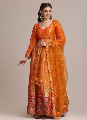 For A Designer Look,Grab These Lehenga Choli in Fine Colored.These Lehenga Choli Are Jacquard Silk And Dupatta Are Fabricated On Net Pair.Its Beautified With Heavy Wevon Jacquard Designer Work.