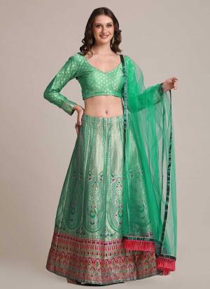 For A Designer Look,Grab These Lehenga Choli in Fine Colored.These Lehenga Choli Are Jacquard Silk And Dupatta Are Fabricated On Net Pair.Its Beautified With Heavy Wevon Jacquard Designer Work.