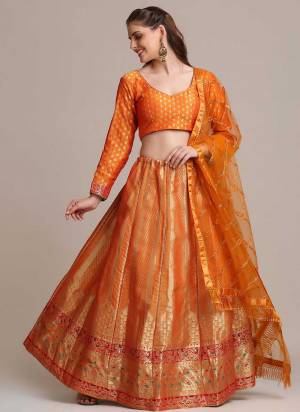 For A Designer Look,Grab These Lehenga Choli in Fine Colored.These Lehenga Choli Are Jacquard Silk And Dupatta Are Fabricated On Net Pair.Its Beautified With Heavy Wevon Jacquard Designer Work.