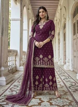 Attrective Looking These Plazzo Suit in Fine Colored Pair With Bottom And Dupatta.These Top,Bottom And Dupatta Are Fabricated On faux georgette Pair With santoon Inner.Its Beautified With Heavy Designer Embroidery Work.