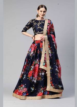 For A Designer Look,Grab These Lehenga Choli in Fine Colored.These Lehenga And Dupatta Are Fabricated On Georgette Pair With Art Silk Blouse.Its Beautified With Designer Floral Digital Printed,Sequance Embroidery Work.