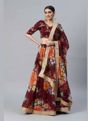 For A Designer Look,Grab These Lehenga Choli in Fine Colored.These Lehenga And Dupatta Are Fabricated On Georgette Pair With Art Silk Blouse.Its Beautified With Designer Floral Digital Printed,Sequance Embroidery Work.