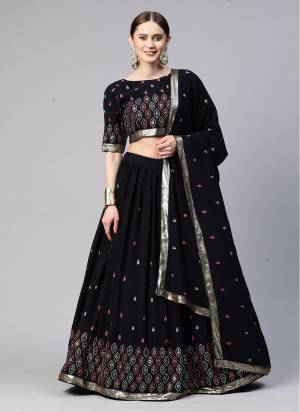 A Designer Look,Grab These Lehenga Choli in Fine Colored.These Lehenga And Blouse Are Fabricated On Georgette Pair With Georgette Dupatta.Its Beautified With Thread,Sequance Embroidery Work.