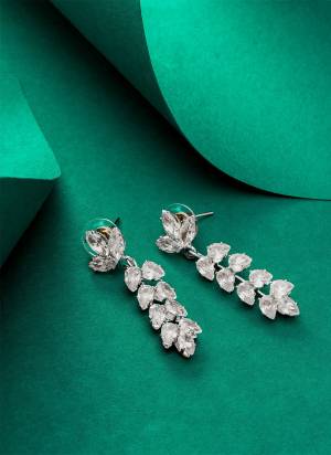 Grab These Beautifil Silver Colored Earring.These Earring is Come Oxidized Material And Beautified With American Diamond Work.