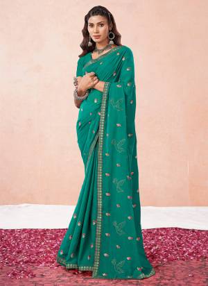 Attrective These Saree in Fine Colored.These Saree Are Blooming Georgette And Blouse is Art Silk Fabricated Pair.Its Beautified Fabric With Designer Thread Embroidery,Swarovski Work.