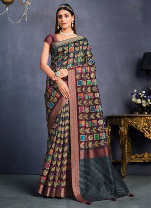 Look Attrective These Designer Party Wear Saree in Fine Colored.These Saree Are Tussar Silk And Blouse Brocade is Fabricated.Its Beautified Designer Printed With Sequance Embroidery Work.