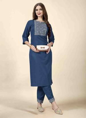 Grab These Beautiful Looking Readymade Kurti With Bottom.These Dress is Fabricated On Cotton Rayon Slub Top And Bottom.Its Beautified With Embroidery Work.