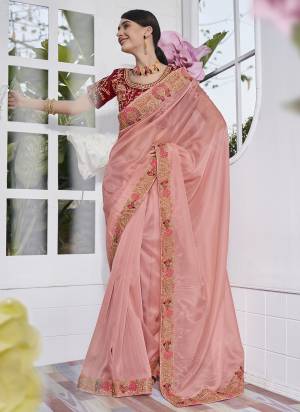 Garb These Party Wear Saree in Fine Colored.These Saree Are Satin Organza And Blouse is Fabricated On Art Silk Pair.Its Beautified With Heavy Embroidery Work.