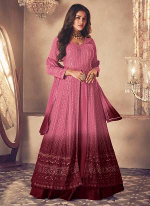 Garb These Anarkali Suit in Fine Colored Pair With Bottom And Dupatta.These Top And Bottom Are Faux Georgette And Pair With Faux Georgette Bottom.Its Beautified With Nazmin Dupatta.Its Beautified With Heavy Designer Thread,Sequance Embroidery Work.