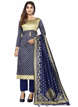 Grab These Salwar Suit in Fine Colored Pair With Bottom And Dupatta.These Top And Dupatta Are Fabricated On Banarasi Silk Pair With Taffeta Silk Bottom.Its Beautified With Heavy Wevon Designer Work.