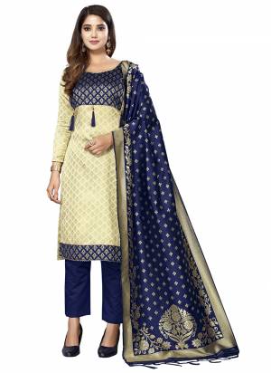 Grab These Salwar Suit in Fine Colored Pair With Bottom And Dupatta.These Top And Dupatta Are Fabricated On Banarasi Silk Pair With Taffeta Silk Bottom.Its Beautified With Heavy Wevon Designer Work.