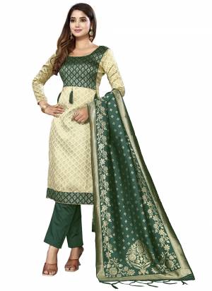 Grab These Salwar Suit in Fine Colored Pair With Bottom And Dupatta.These Top And Dupatta Are Fabricated On Banarasi Silk Pair With Taffeta Silk Bottom.Its Beautified With Heavy Wevon Designer Work.