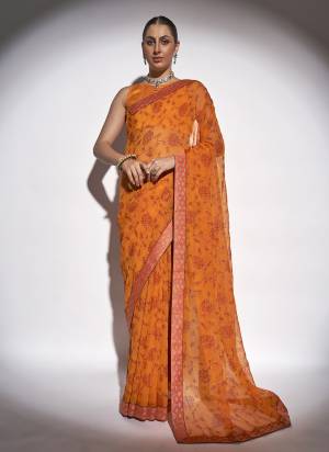 Grab These Party Wear Saree in Fine Colored.These Saree is Fabricated On Georgette Pair With Art Silk Blouse.Its Beautified With Designer Printed, Embroidery Work Border.