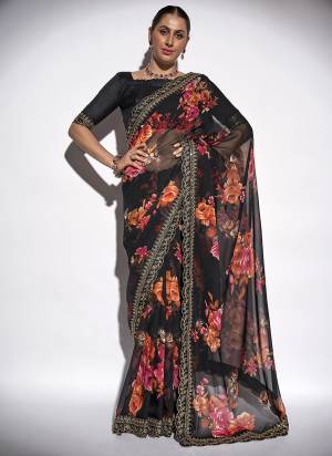 Grab These Party Wear Saree in Fine Colored.These Saree is Fabricated On Georgette Pair With Art Silk Blouse.Its Beautified With Designer Printed, Embroidery Work Border.