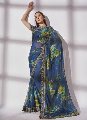 Grab These Party Wear Saree in Fine Colored.These Saree is Fabricated On Georgette Pair With Art Silk Blouse.Its Beautified With Designer Printed, Embroidery Work Border.