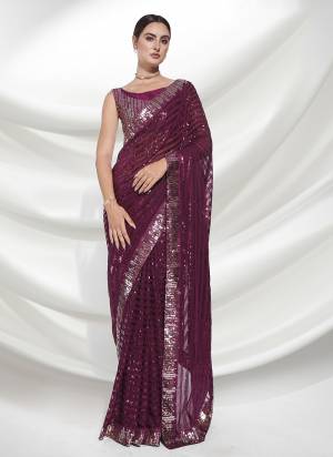 Grab These Party Wear Saree in Fine Colored.These Saree is Fabricated On Georgette Pair With Art Silk Blouse.Its Beautified With Heavy Sequance Embroidery Work.