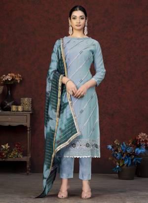 Grab These Salwar Suit in Fine Colored Pair With Bottom And Dupatta.These Top Are Modal Chanderi And Dupatta Are Fabricated On Nazmin Pair With Santoon Bottom.Its Beautified With Embroidery Work With Saburi Printed Dupatta.