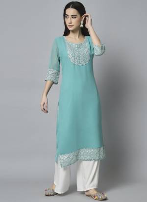 Attrective Looking These Beautiful Looking Readymade Long Kurti.These Kurti is Fabricated On Georgette With Crepe Inner.Its Beautified With Designer Embroidery Work.