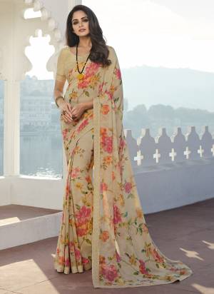 Garb These Party Wear Saree in Fine Colored.These Saree Are Georgette And Blouse is Fabricated On Banglori.Its Beautified With Designer Floral Printed With Lace Border.