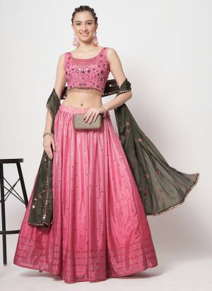 A Designer Look,Grab These Lehenga Choli in Fine Colored.These Lehenga And Blouse And Dupatta Are Fabricated On Chinon Silk.Its Beautified With Thread,Sequance Embroidery With Mukesh Work.